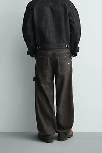 FLOCKED STRIPED RELAXED FIT PANTS