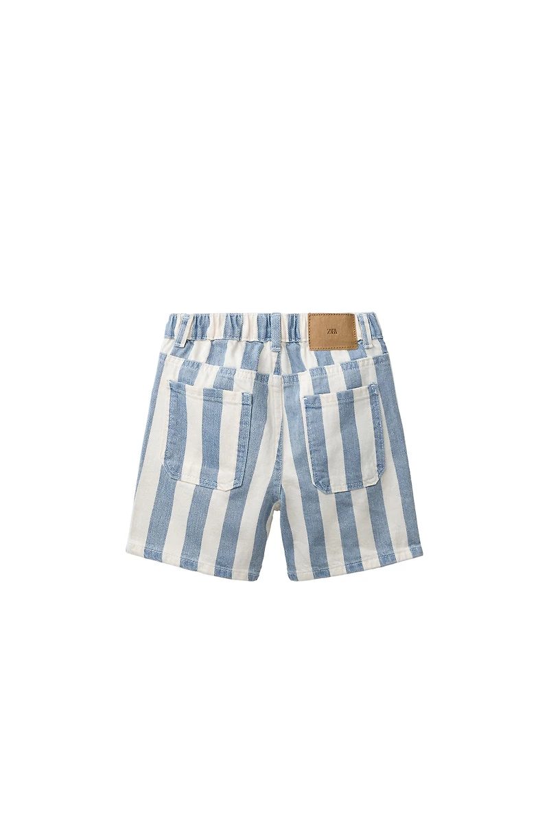 STRIPED BAGGY DENIM SHORTS