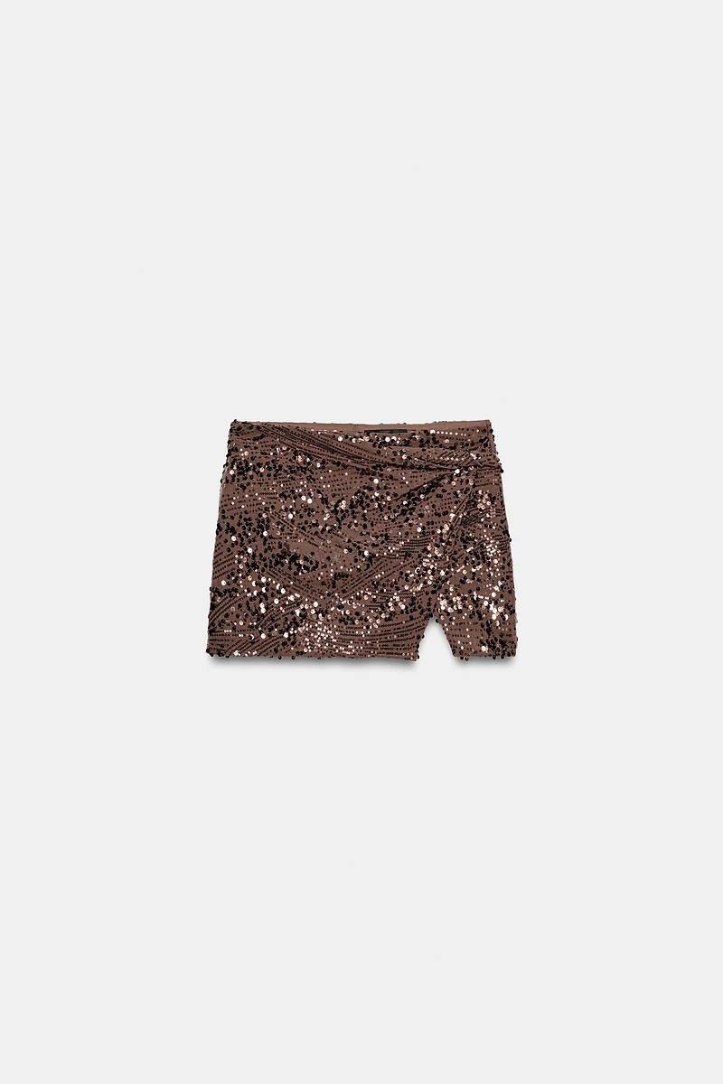 SEQUIN KNOTTED MINI SKORT