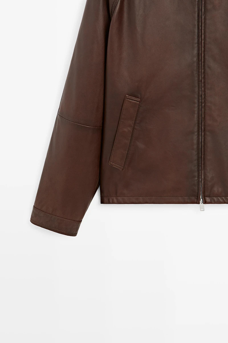 Nappa leather high-neck jacket