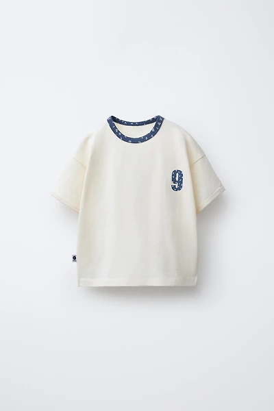 TEXT AND FLORAL PRINT T-SHIRT