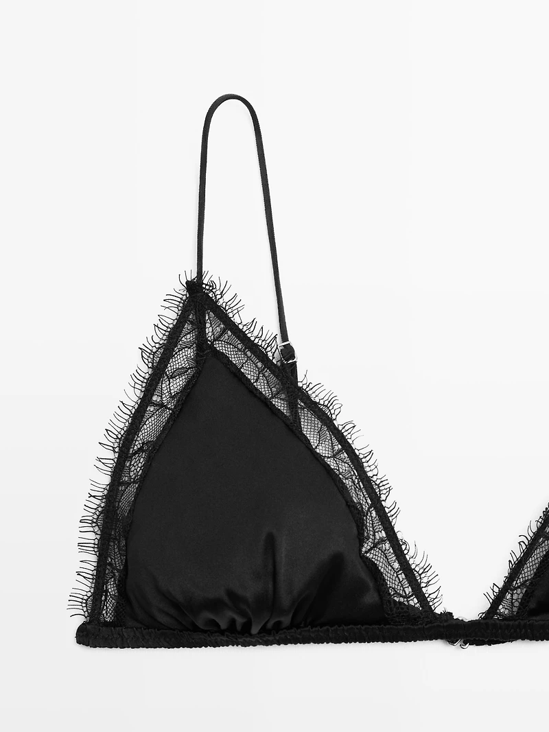 Bralette triangle dentelle soie