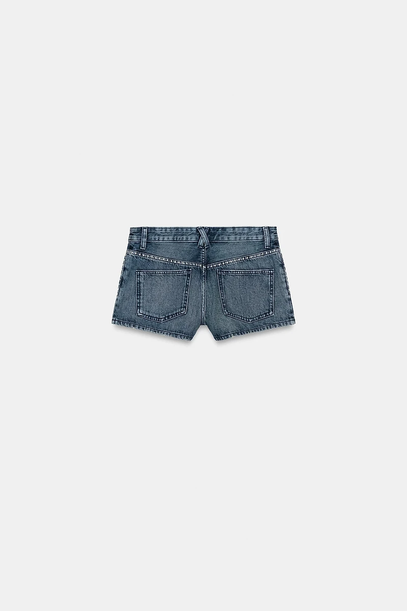 STUDDED TRF DENIM SHORTS