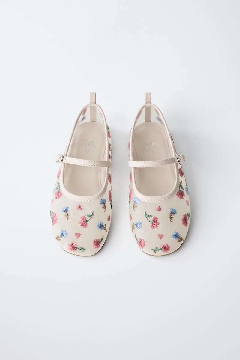 FLORAL EMBROIDERY BALLET FLATS