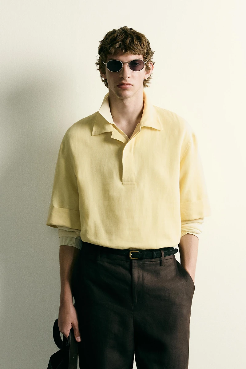 COTTON - LINEN POLO SHIRT