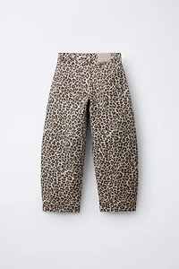 ANIMAL PRINT BARREL JEANS
