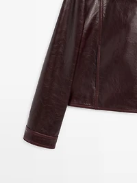 Nappa leather jacket with contrast suede collar