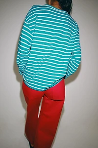 STRIPED COTTON AND LINEN T-SHIRT