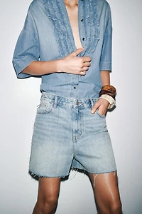 ZW COLLECTION RUFFLED DENIM SHIRT