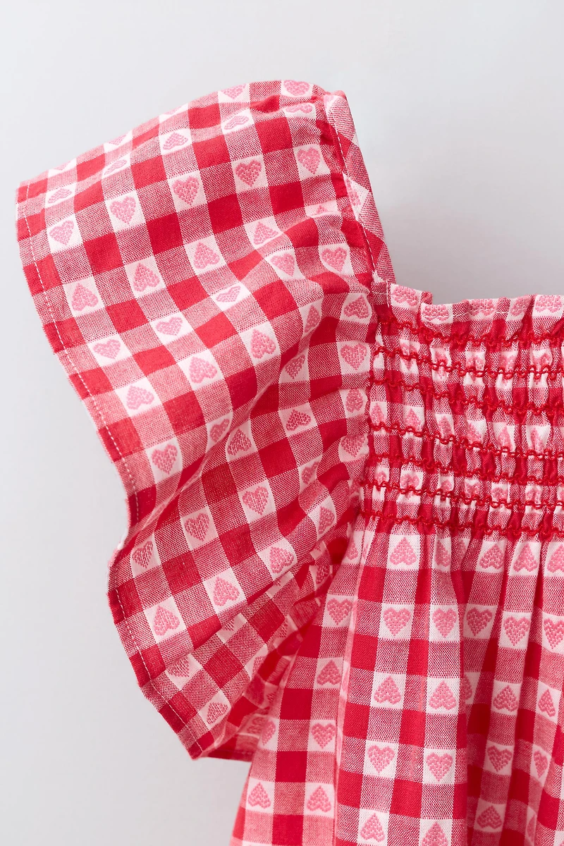 PLAID AND HEART PRINT DRESS