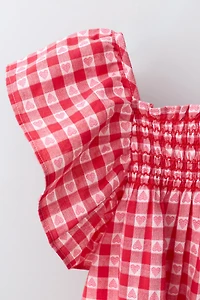 PLAID AND HEART PRINT DRESS