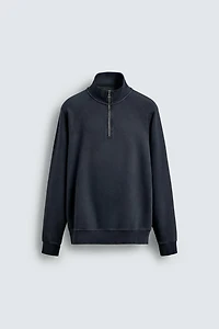 SWEAT DÉLAVÉ COL ZIPPÉ
