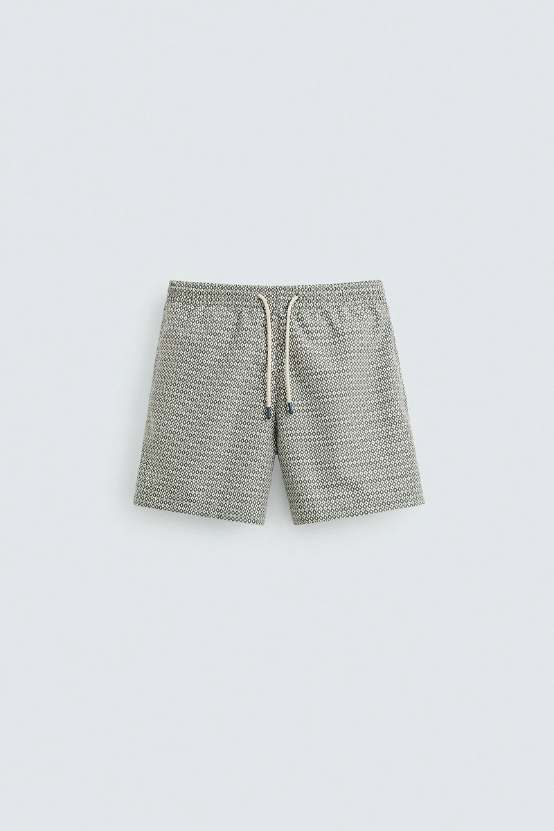 GEOMETRIC PRINT MID-LENGTH SWIMSUIT