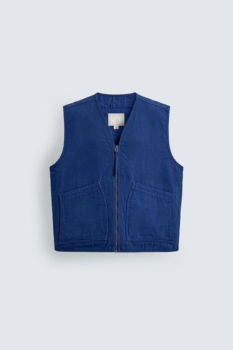 WASHED TOPSTITCHED VEST