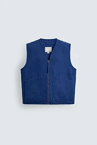 WASHED TOPSTITCHED VEST