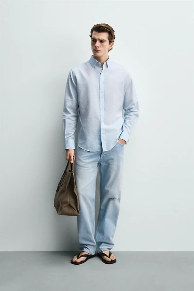 REGULAR FIT COTTON-LINEN SHIRT