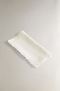 EMBROIDERED HEMSTITCHED WASHED LINEN TOWEL