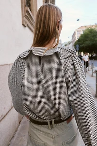 RUFFLED GINGHAM BLOUSE