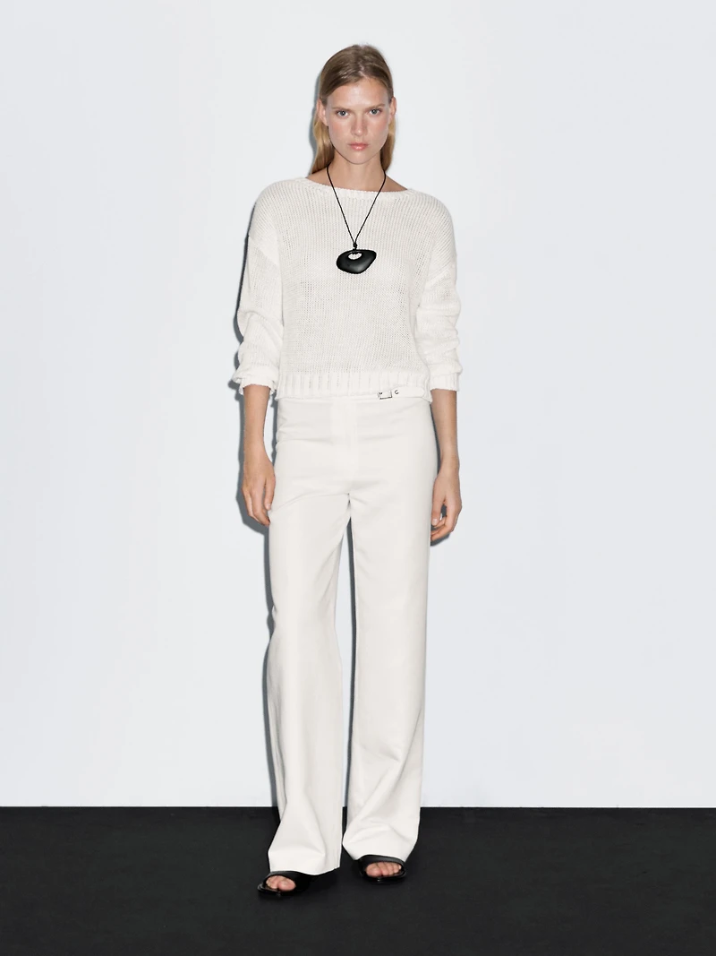 Straight-fit trousers with buckle detail
