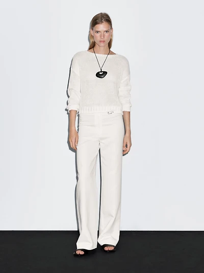 Straight-fit trousers with buckle detail