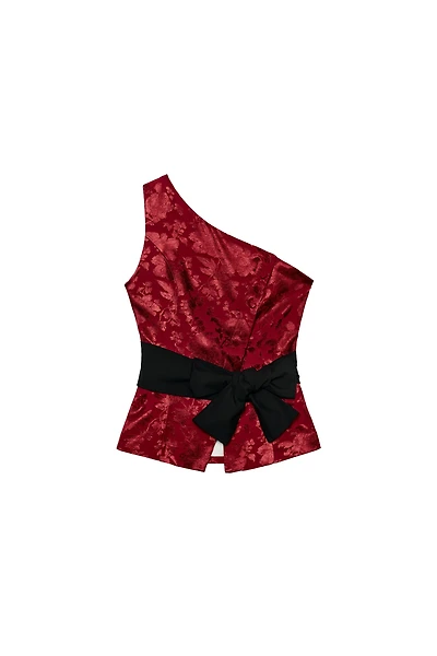 TOP ASYMÉTRIQUE JACQUARD À CEINTURE