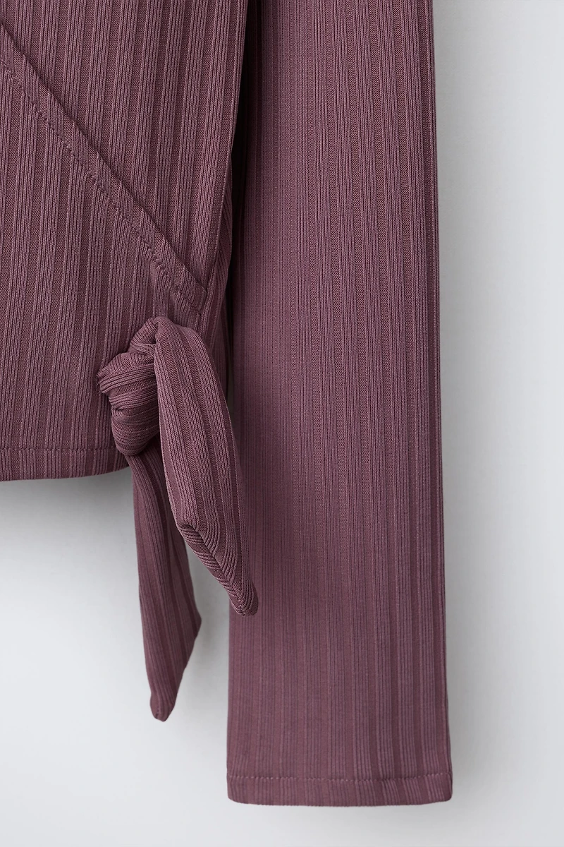 RIBBED WRAP BALLET TOP