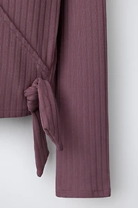 RIBBED WRAP BALLET TOP