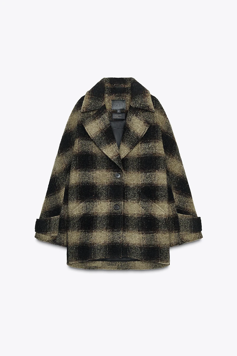 PLAID WOOL BLEND COAT ZW COLLECTION LIMITED EDITION