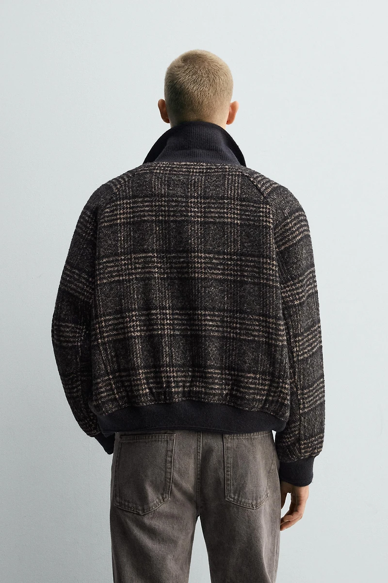 CONTRASTING RIB COLLAR JACKET