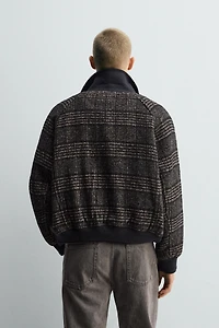 CONTRASTING RIB COLLAR JACKET