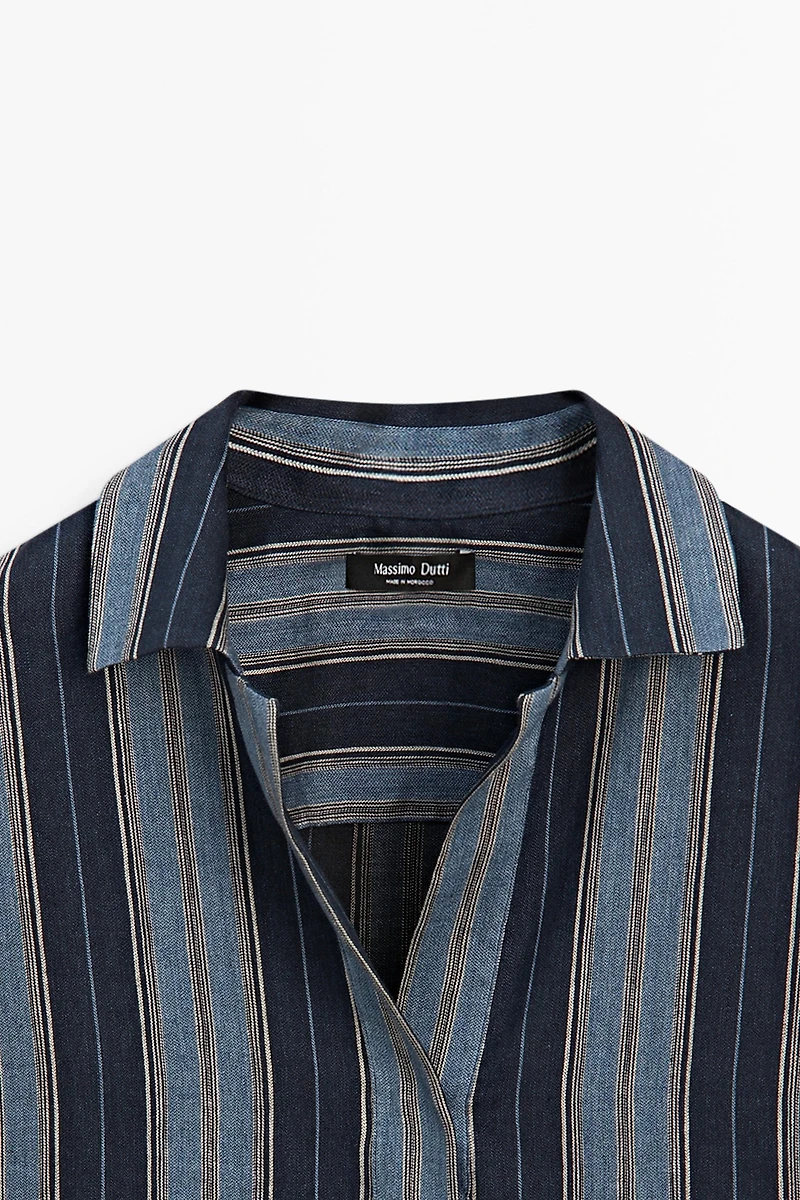 Striped linen cotton blend kaftan
