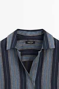 Striped linen cotton blend kaftan