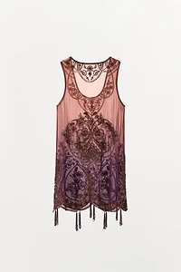 LIMITED EDITION BEADED TIE-DYE PRINTED DRESS