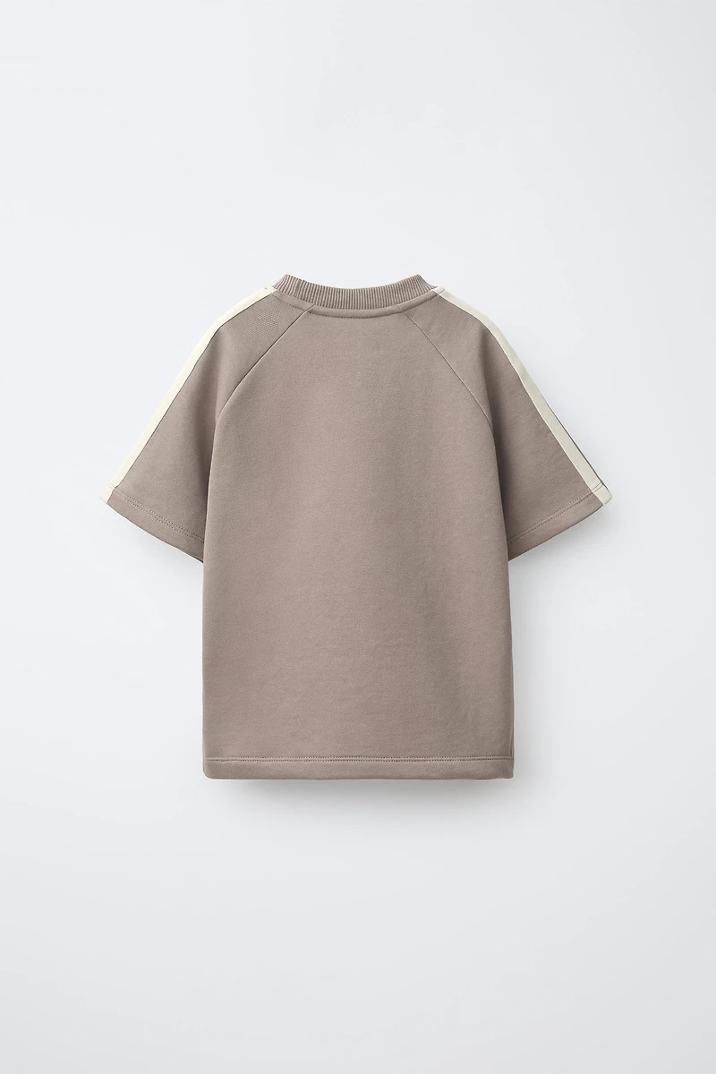 ENSEMBLE T-SHIRT ET SHORT EN MOLLETON À BANDES