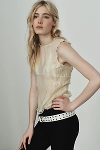 LACE SHIRT WITH COVERED BUTTONS