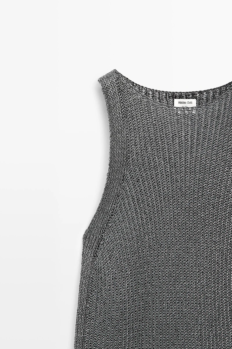 Metallic knit halter top - STUDIO