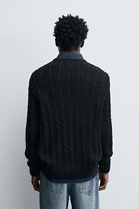 TEXTURED WOVEN SWEATER