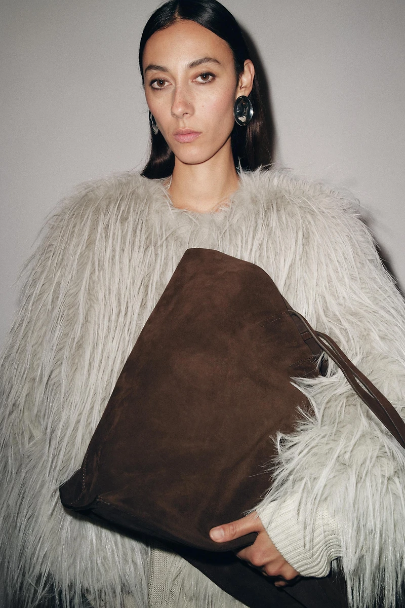 SAC MAXI SHOPPER EN CUIR VELOURS