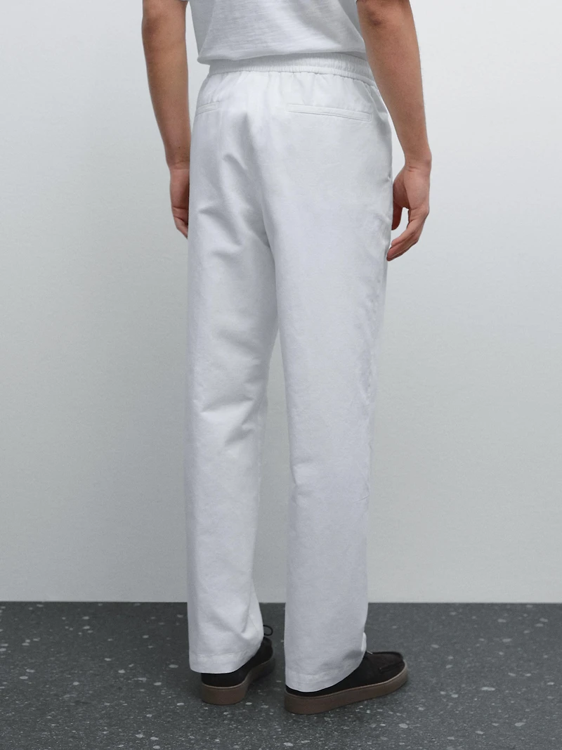Cotton blend jogger fit trousers