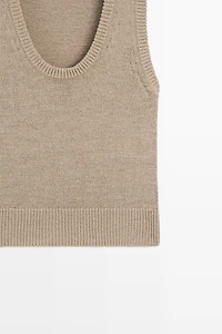 Cotton-blend ribbed knit vest