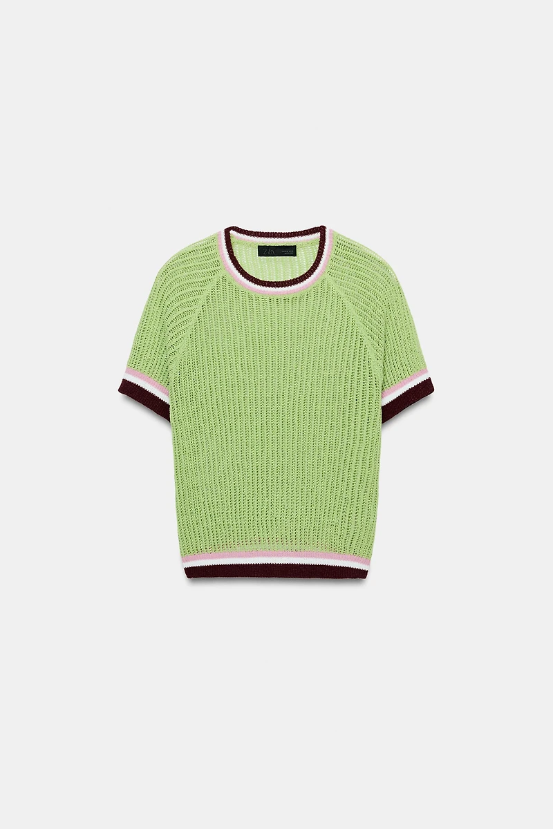 SHORT SLEEVE KNIT TOP