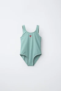 6-14 YEARS/ EMBROIDERED STRAWBERRY SWIMSUIT