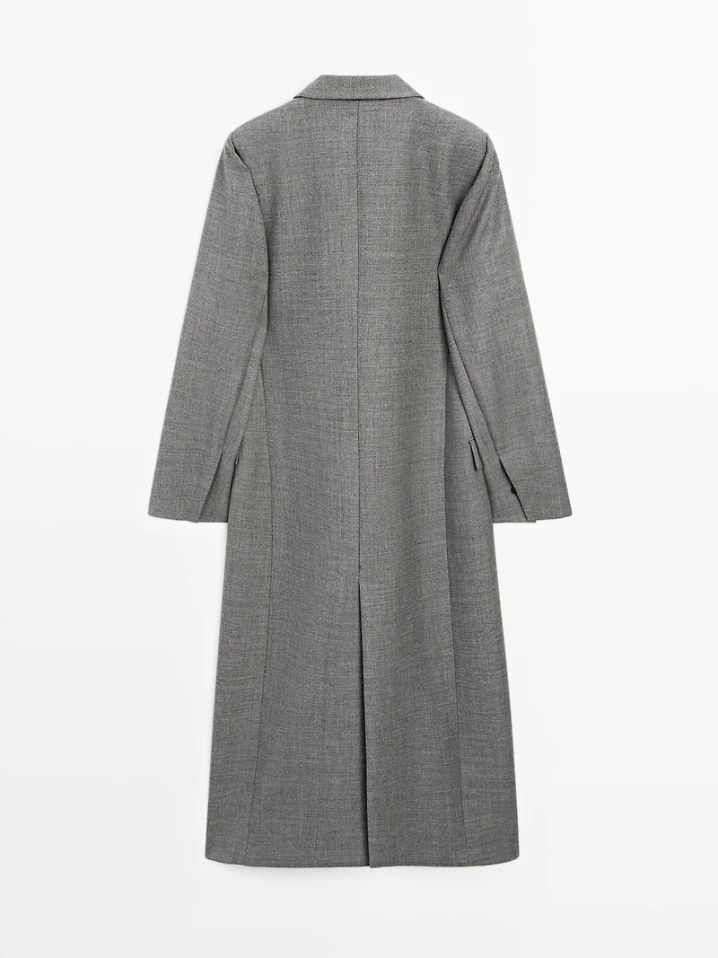 Long 100% wool coat with notch lapel - LIMITED