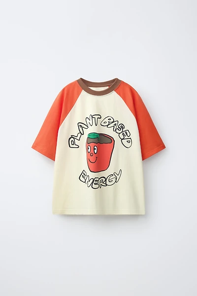 RAGLAN SLEEVE PRINTED T-SHIRT