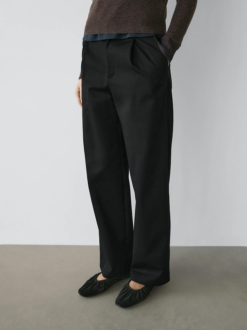 Darted cotton trousers