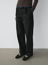 Darted cotton trousers