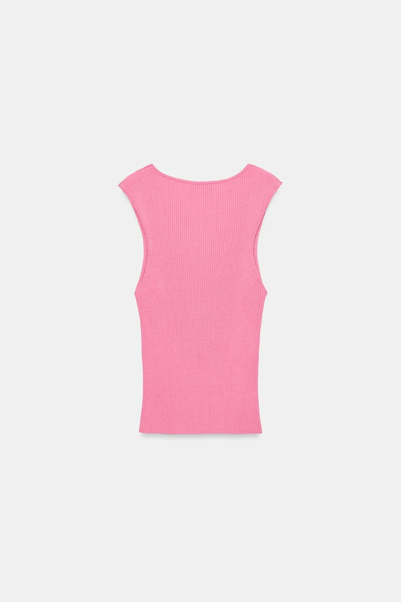V-NECK RIB KNIT TOP