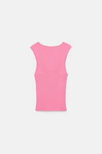 V-NECK RIB KNIT TOP