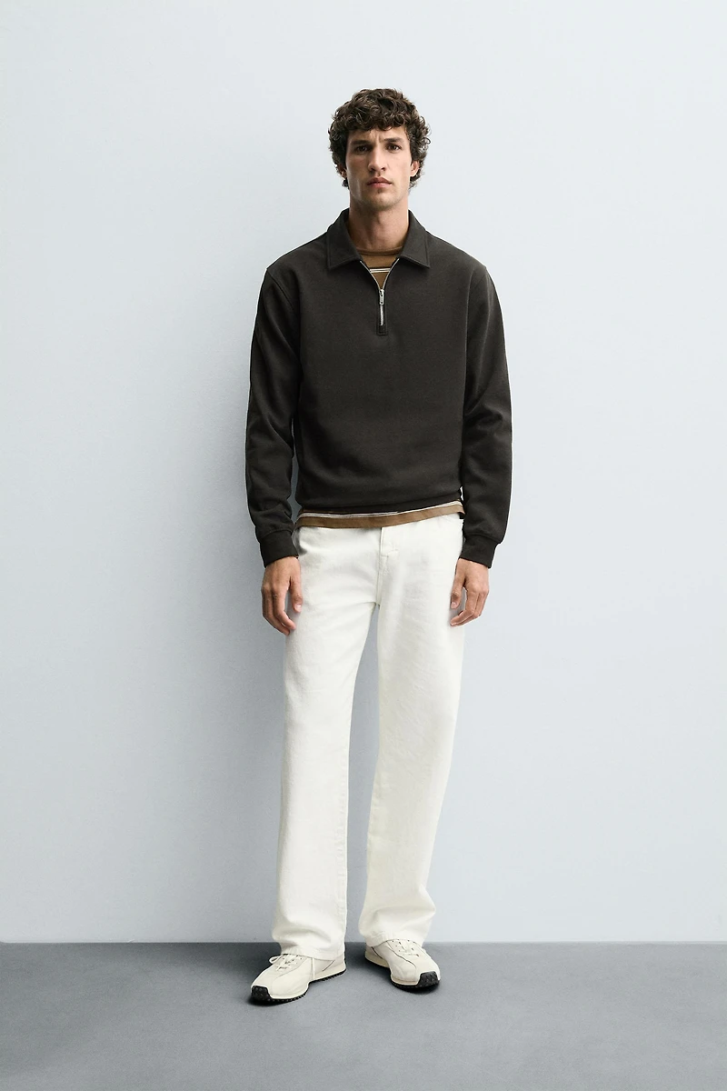 INTERLOCK ZIP POLO SWEATSHIRT
