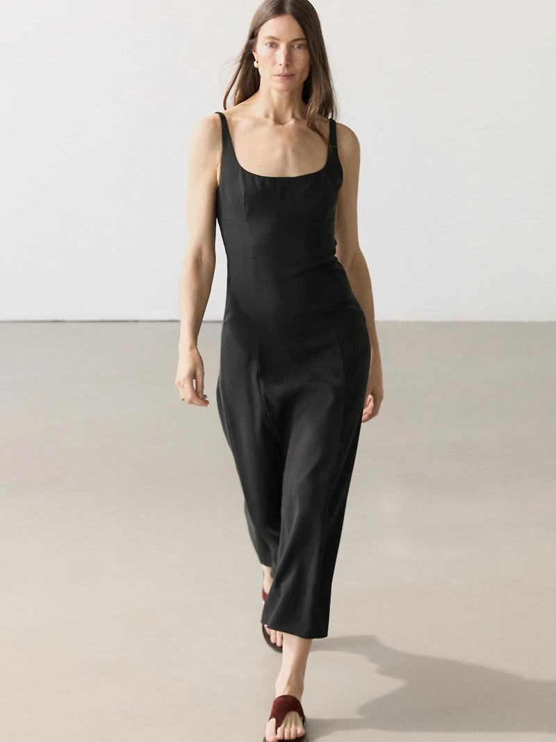 Strappy linen midi dress
